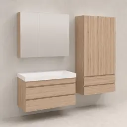 Kolpa San Naomi Set Delux 80cm Braon (Ormarić sa umivaonikom + Ogledalo/ormarić + Visoki ormarić)