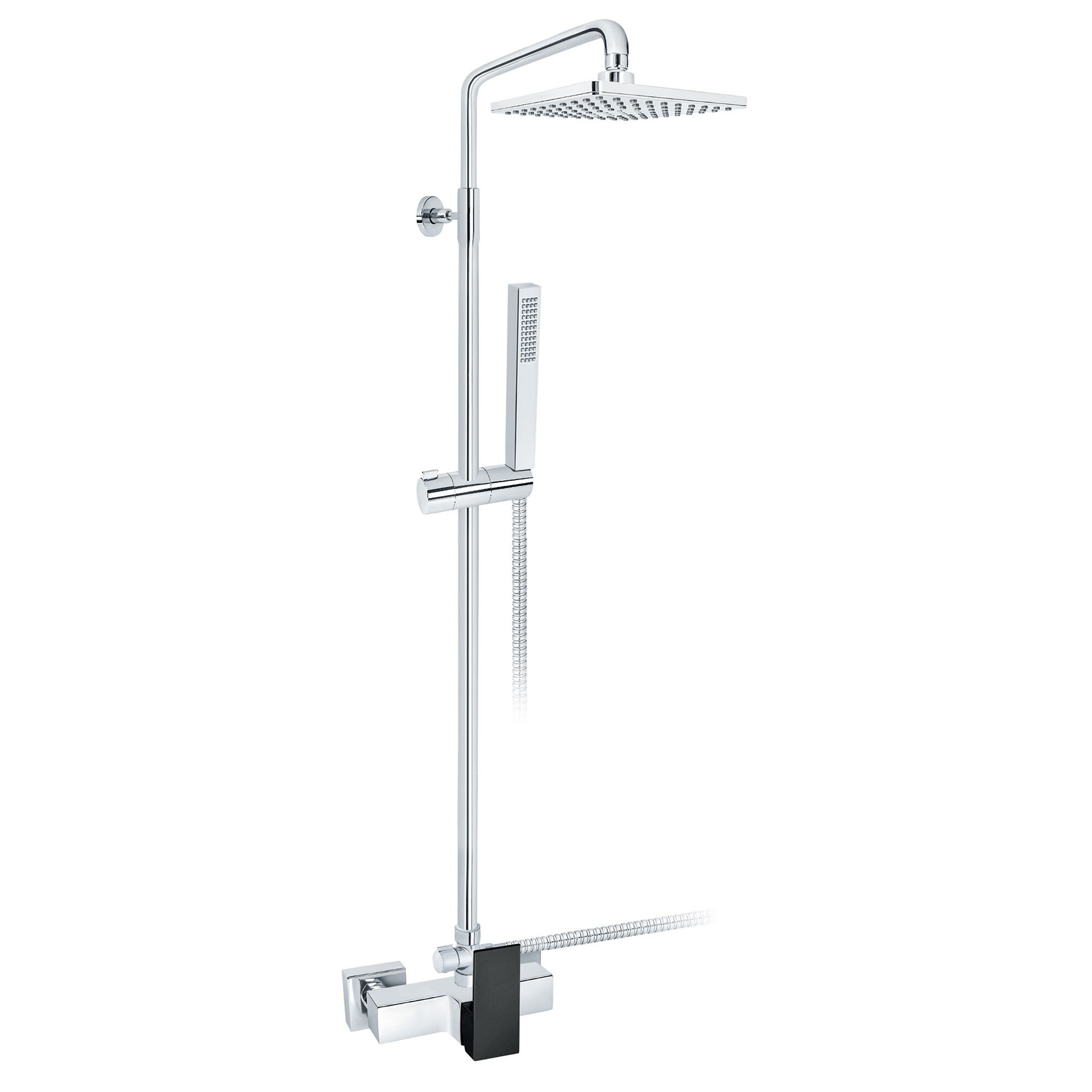 Rosan Quadro Black baterija za tuš kadu sa usponskim tušem JQ37251B