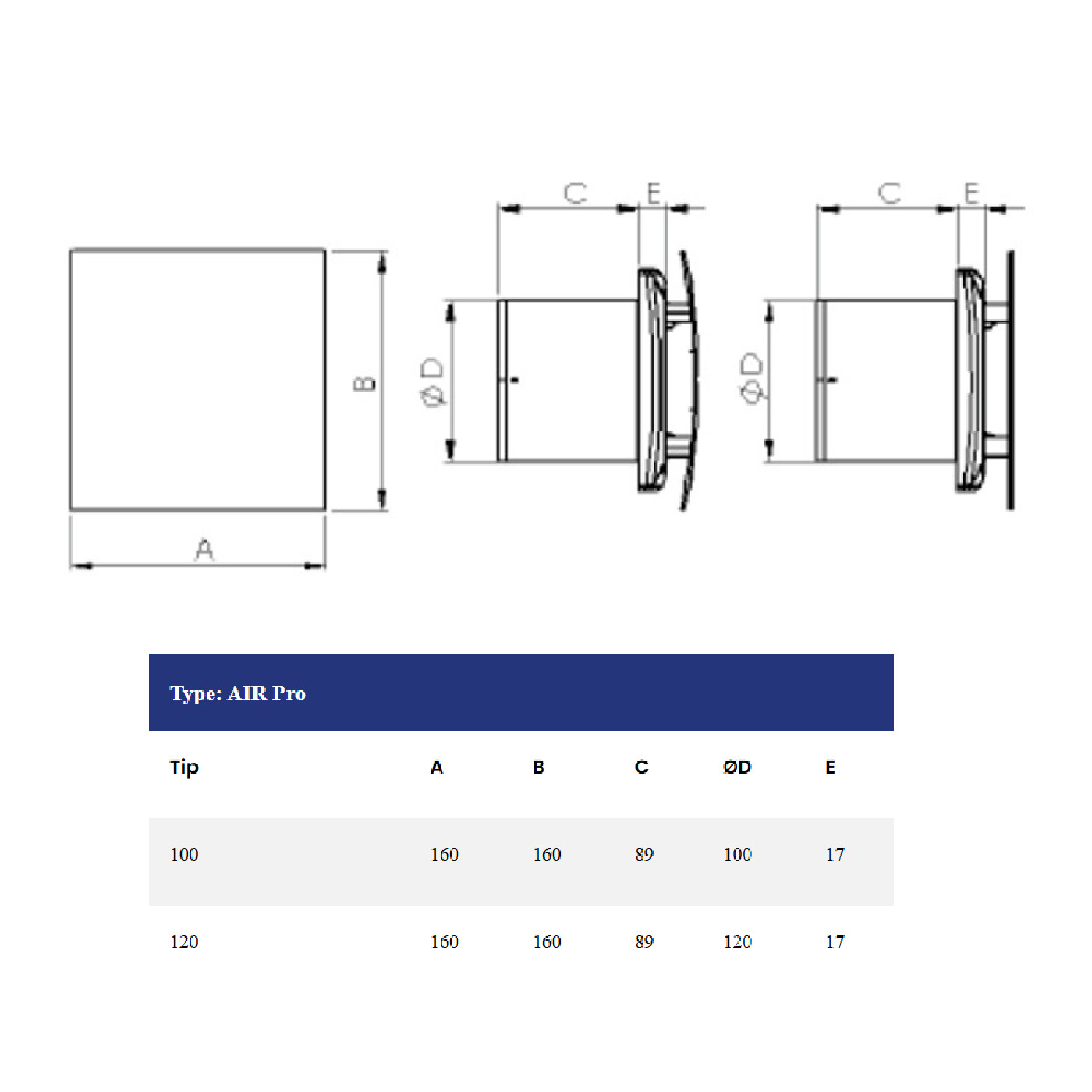 Texo AIR PRO Ventilator FI 120 TILE INSERTION