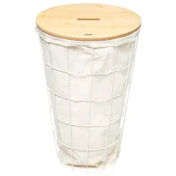 Five Korpa za veš modern 38,5x38,5x57cm metal/drvo bela