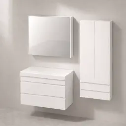 Kolpa San Naomi Set Delux 60cm Bela (Ormarić sa umivaonikom + Ogledalo/ormarić + Visoki ormarić)