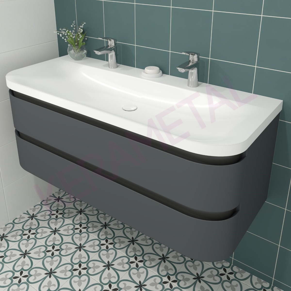 Kolpa ormarić sa umivaonikom Vittoria OUV 120cm Dark Grey 547070