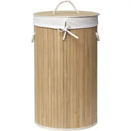 Tendance Okrugla korpa za VEŠ sa PLATNENOM VREĆOM fi35 VISINA 60CM BAMBUS Bela 8710195