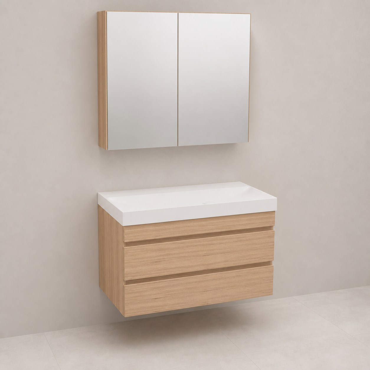 Kolpa San Naomi Set 80cm Braon (Ormarić sa umivaonikom + Ogledalo/ormarić)