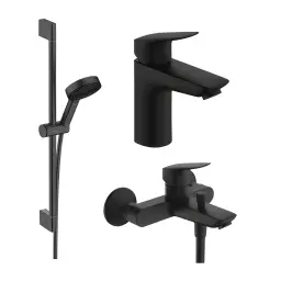 Hansgrohe Logis komplet 3u1 matt black kada 71400670 umivaonik 71100670 i klizna šipka 24161670