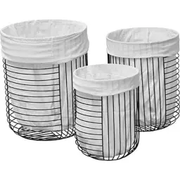 Tendance Set metalnih korpi za veš 3/1, crno-bele
