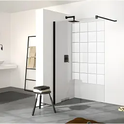Huppe X1 Black Fiksni panel 90 Samostojeći sa poprečnim držačem crni profil antiplak staklo