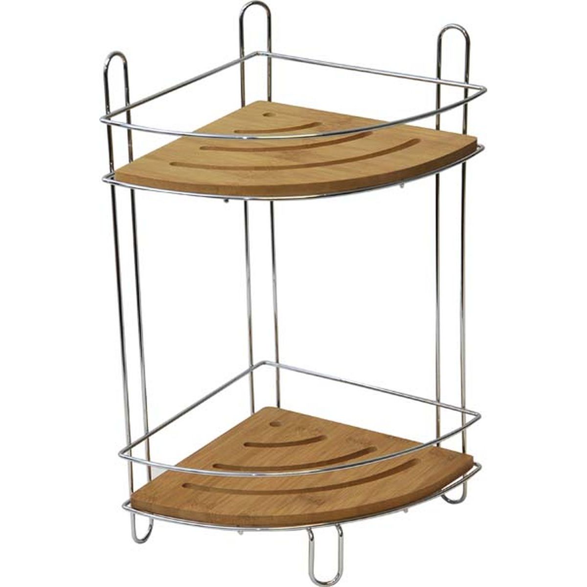 Tendance Dvostruka Ugaona polica 195X195X365 CM METAL/BAMBUS BAMBUS
