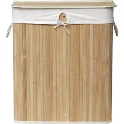 Tendance Pravougaona korpa za veš 2 pregrade 63x52x32cm bambus bela