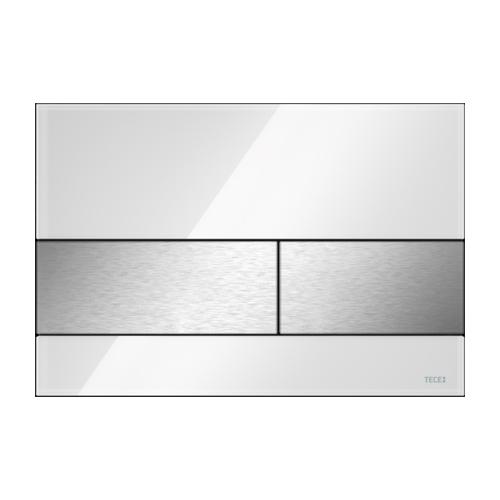 Tece Square tipka staklo bela sjaj/inox četkana (anti-fingerprint) 9240801