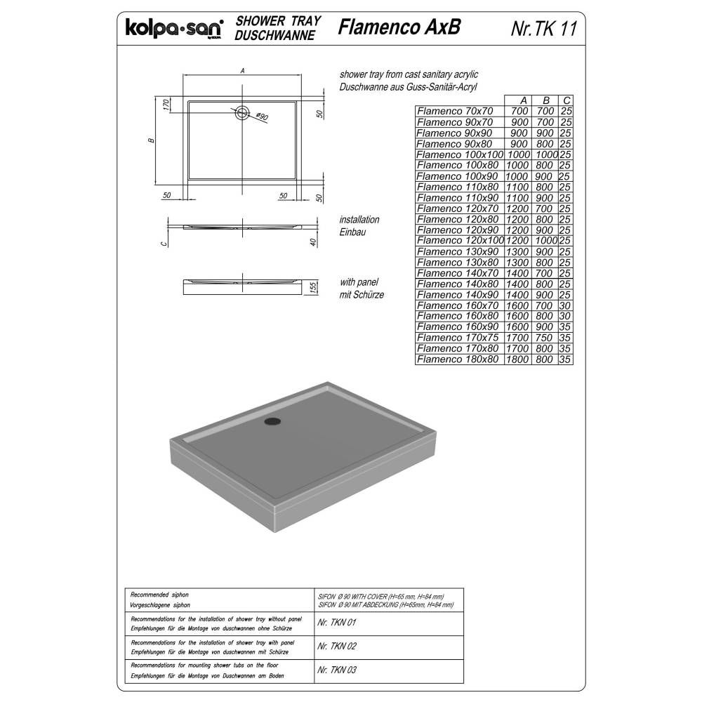 Kolpa Tuš kada Flamenco 90x90/O 534760