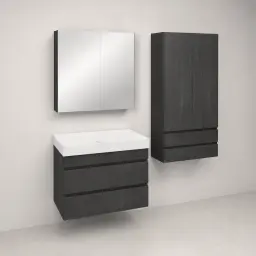Kolpa San Naomi Set Delux 50cm Crna (Ormarić sa umivaonikom + Ogledalo/ormarić + Visoki ormarić)