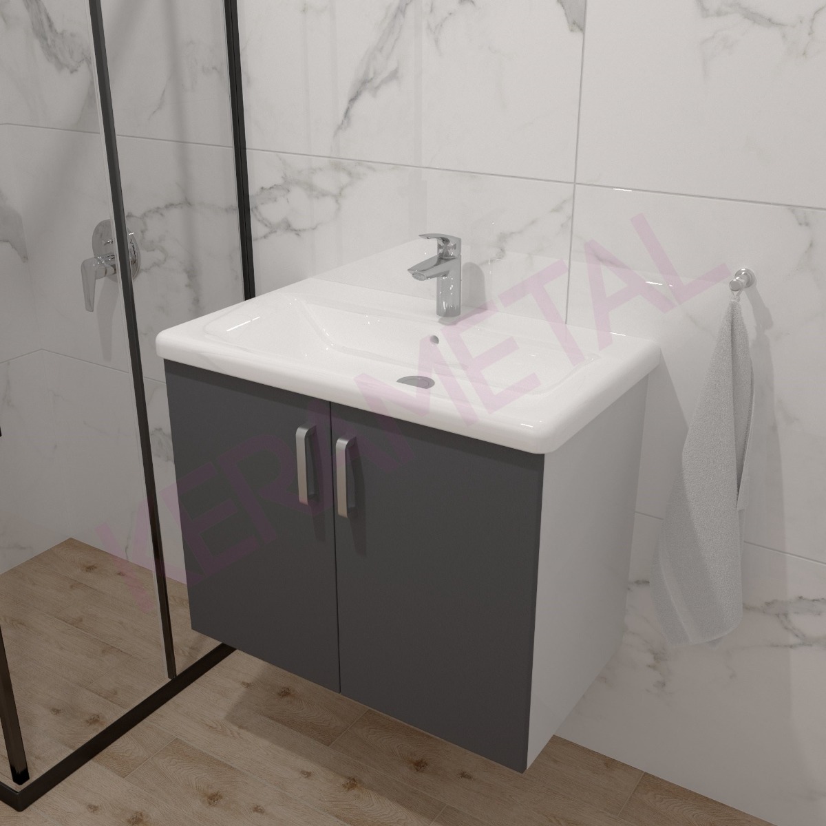 Kolpa ormarić sa umivaonikom Evelin OUE 80cm Gray/Antracite 573840