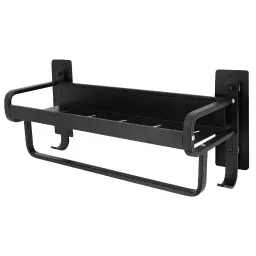 Tendance Polica i držač peškira sa kukicama 3m metal crna