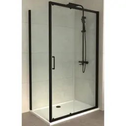 COPEN ATLAS Stakleni paravan BLACK 1100×1950 transparentno staklo 6mm crni mat ram C-02-B4110T