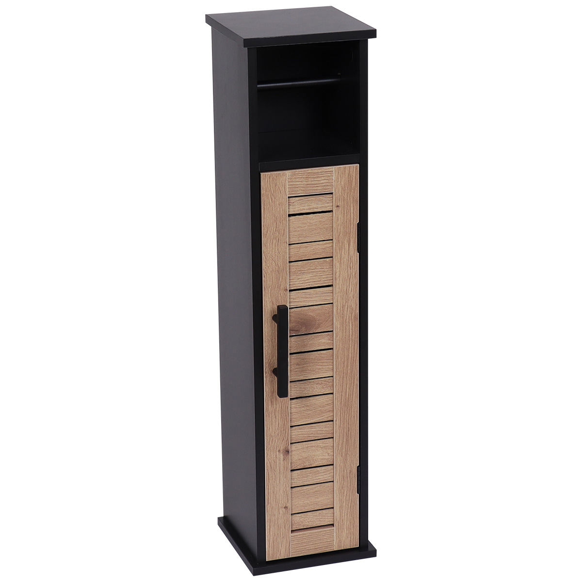 Tendance Držač toalet papira sa ostavom BERGEN 18X18X75 CM MDF CRNO WOOD 9912763