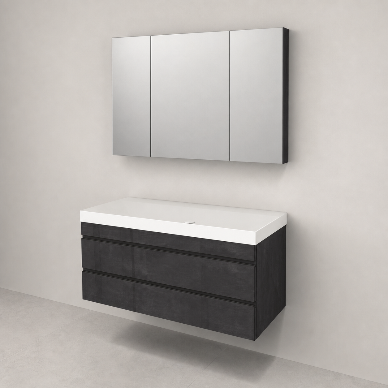Kolpa San Naomi Set 120cm Crna (Ormarić sa umivaonikom + Ogledalo/ormarić)