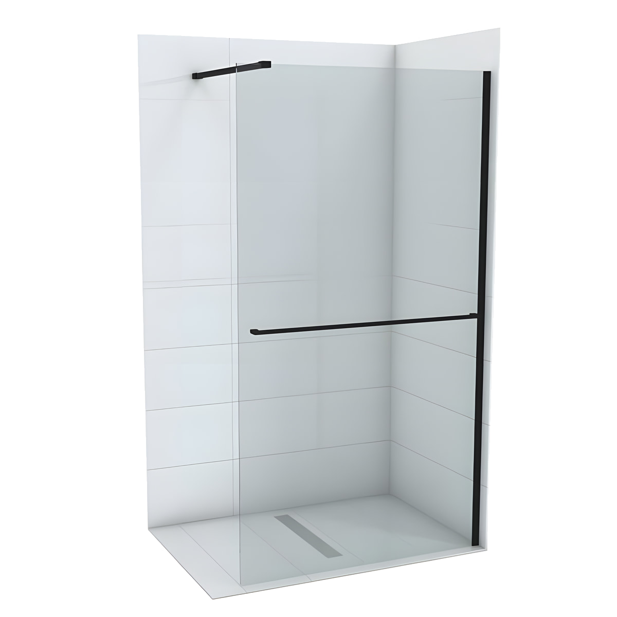 COPEN MONTE Walk-in PLUS 1000×2000 crni mat ram 8mm staklo i držač peškira C-02-WIB100