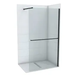 COPEN MONTE Walk-in PLUS 1000×2000 crni mat ram 8mm staklo i držač peškira C-02-WIB100