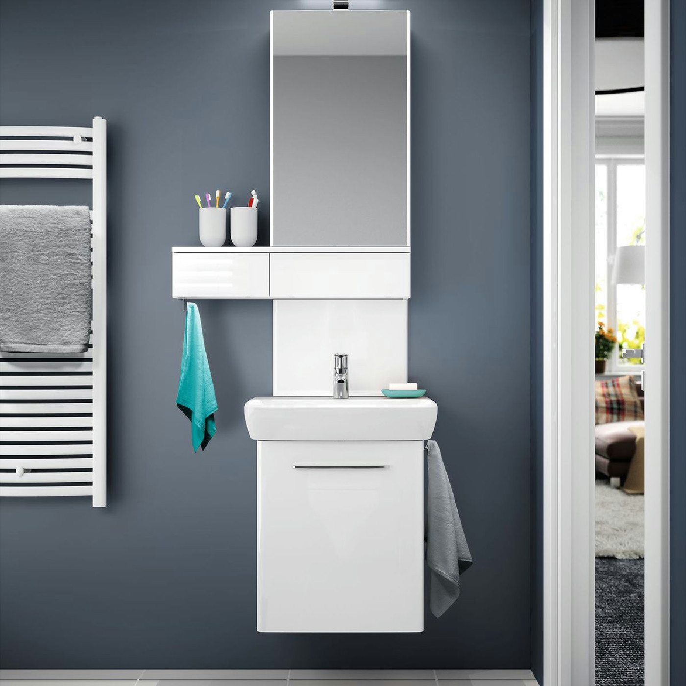 Geberit ormarić za lavabo 544x557x446 Selnova 1 Vrata belo Lak 500.180.01.1