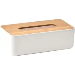 Tendance Kutija za maramice 26,1x13,1x8,6cm poliresin/bambus bela