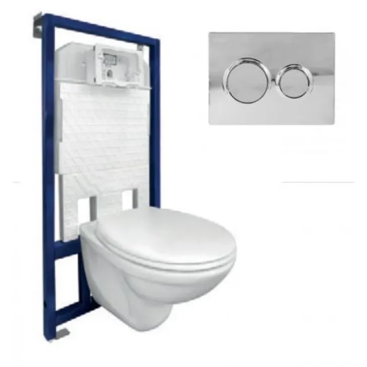Visam ugradni vodokotlić+ Olimpos hrom taster+ PRO konzolna wc šolja+ soft close wc daska