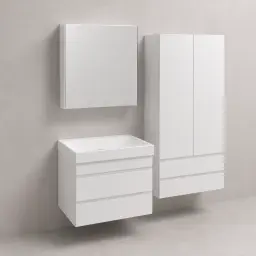 Kolpa San Naomi Set Delux 50cm Bela (Ormarić sa umivaonikom + Ogledalo/ormarić + Visoki ormarić)