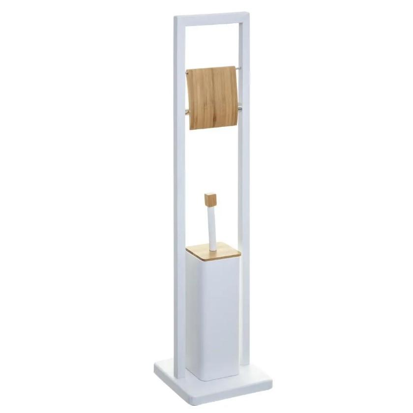 Five Držač toalet papira i wc četke NATUREO 60X20X20CM METAL/BAMBUS Bela