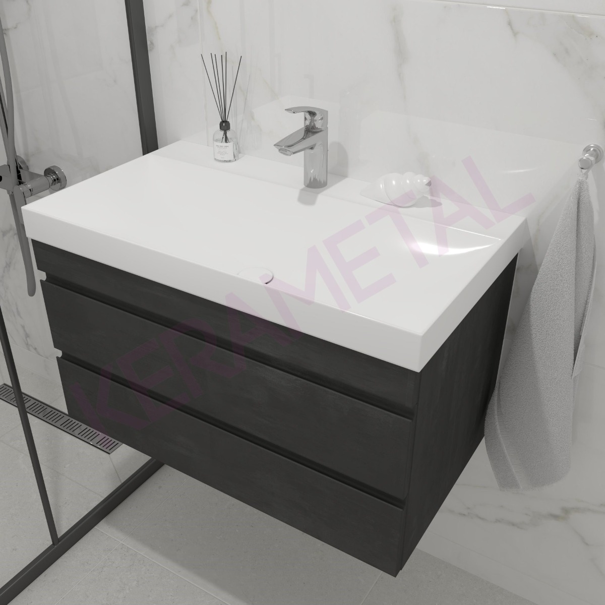 Kolpa ormarić sa umivaonikom Naomi OUN 80cm Dark concrete 546640