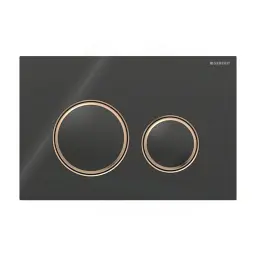 Geberit Sigma50 Round tipka za dvokoličinsko ispiranje crna/roze zlato/crna - staklo 115.650.SJ.1