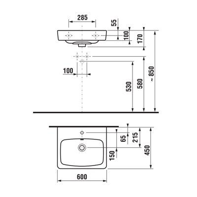 Jika Lyra plus lavabo pravougaoni 60x45 8.1038.2.000.104.1