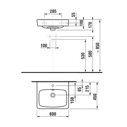 Jika Lyra plus lavabo pravougaoni 60x45 8.1038.2.000.104.1