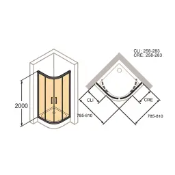 Huppe Classics 2 Tuš Kabina 80 Polukružna Prozirno Antiplak, Silver H=2M C20618.069.322
