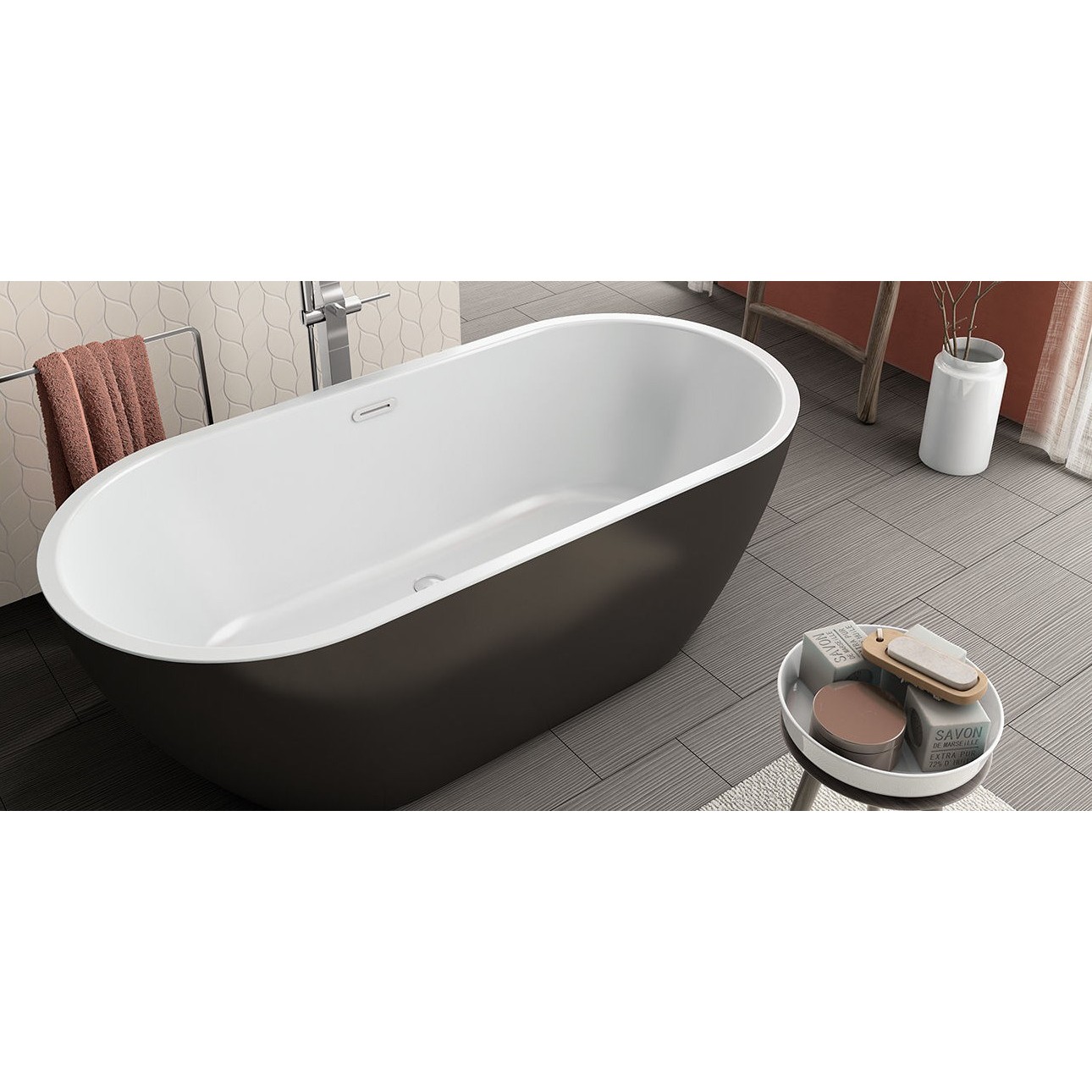 Kolpa Samostojeća Kada Dalia-FS 170x80/O (Black&White) + sifon 561760